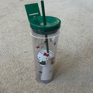 Starbucks Green Hello Kitty Tumbler with Straw